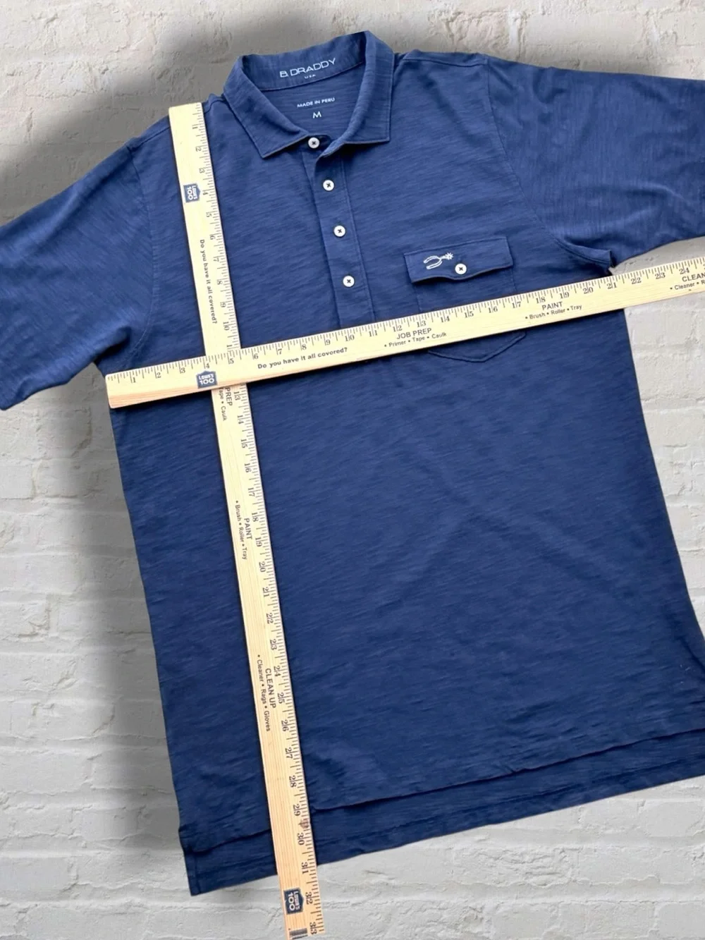 B.Draddy Men’s M Navy Slub Organic Pima Cotton Polo Shirt Chest Pocket Peru - Picture 10 of 10